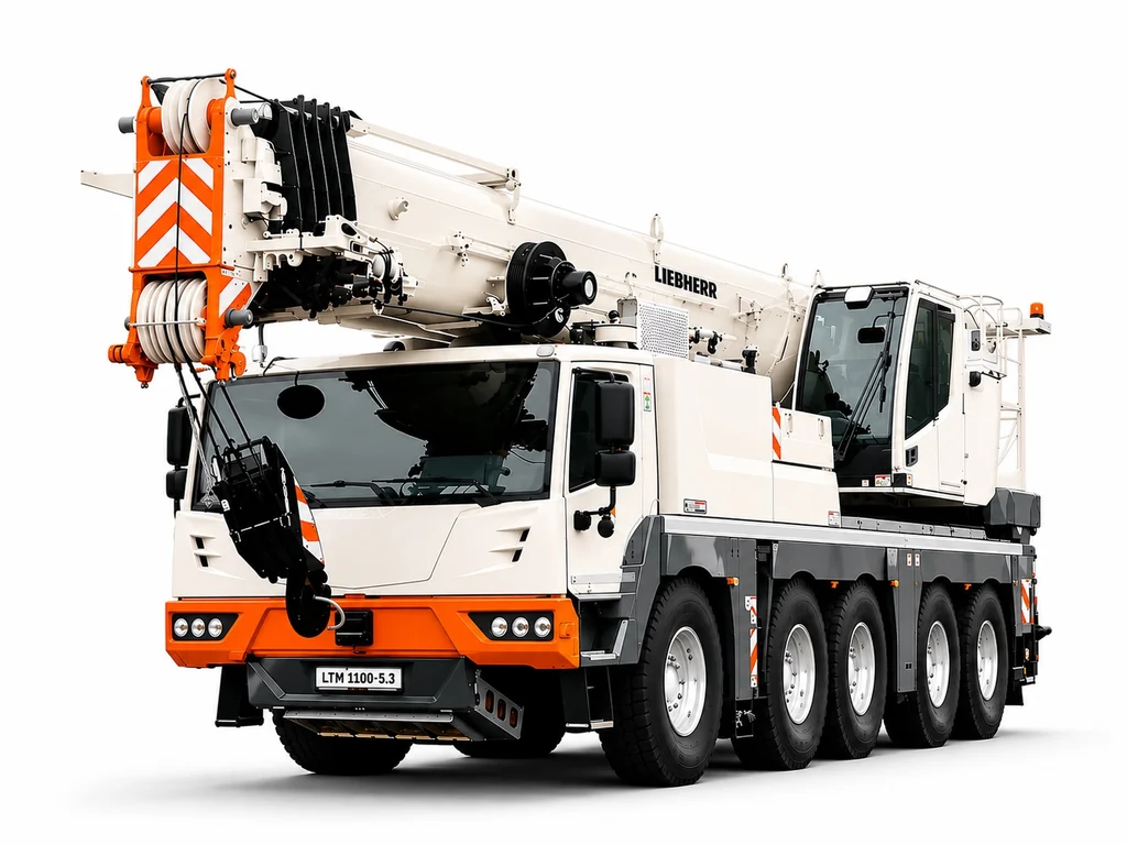 White Liebherr LTM 1100-5.3 all-terrain mobile crane